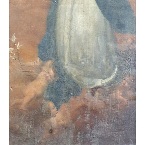 241 - Early 19th Century Gilt Framed Oil On Canvas Painting of The Virgin Mary, overall c.55in x 77in.&nbs... 