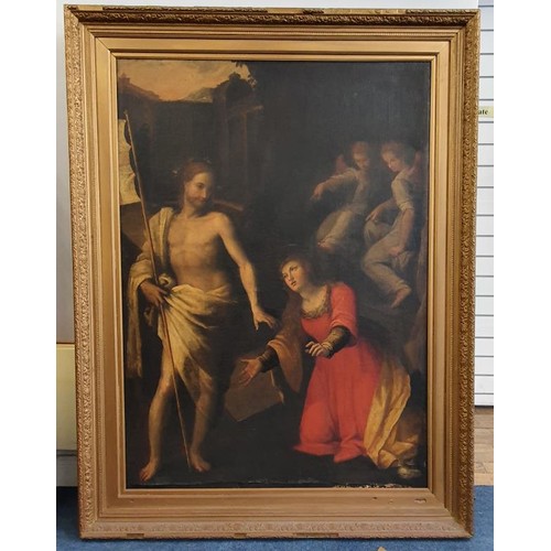 242 - Early 19th Century Large Oil on Canvas - The Resurrection, Jesus glorified on Easter morning. o... 