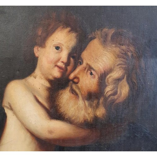 246 - Late 18th Century/Early 19th Century Oil on Canvas Painting of Saint Joseph with the Christ Child - ... 