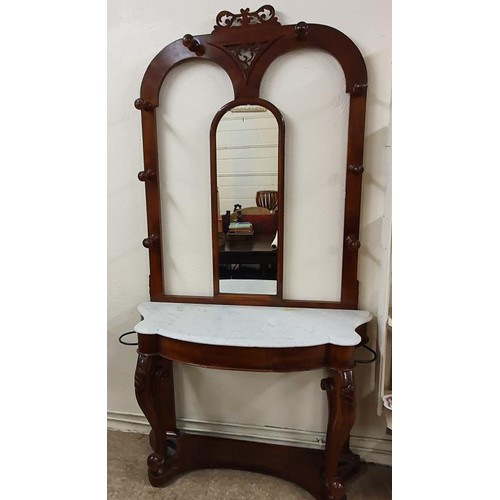 257 - Fine Quality Victorian Mahogany Hallstand, the carved fretwork panel above a central long mirror fla... 