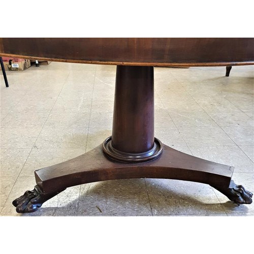 283 - William IV Mahogany Circular Tilt Top Breakfast Table, the circular top on a baluster column over tr... 