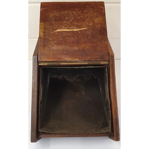 284 - Edwardian Inlaid Mahogany Fuel Bin with Brass Loop Handle, c.14in wide