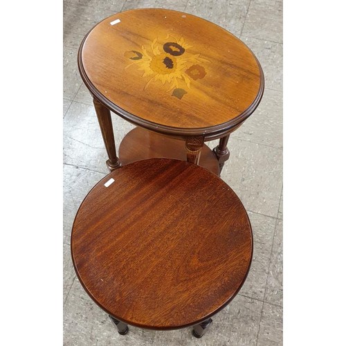 290 - Oval Top and Inlaid Occasional Table, along with a circular top example (2)