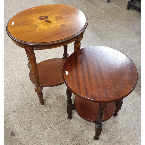 290 - Oval Top and Inlaid Occasional Table, along with a circular top example (2)