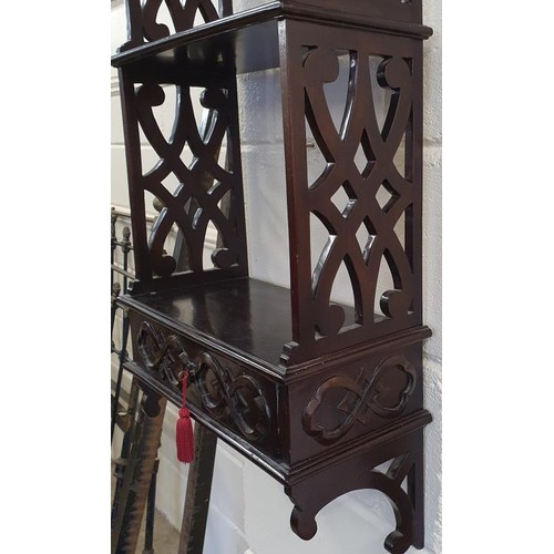 292 - Mahogany Hanging Bracket Shelf with fretwork panels