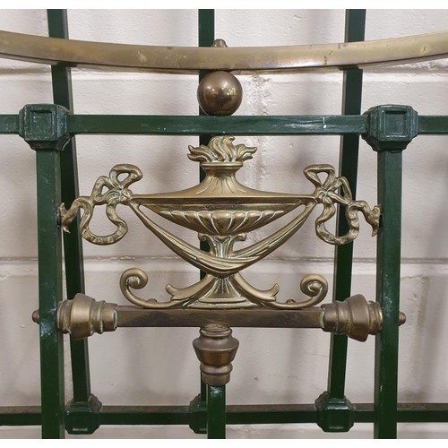 295 - Art Deco 4ft Brass and Iron Bed Frame, complete with side rails