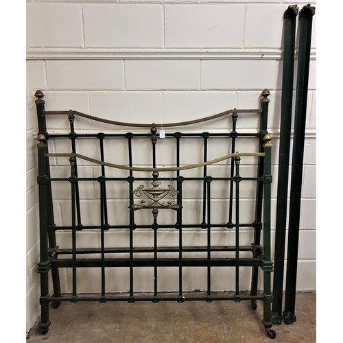 295 - Art Deco 4ft Brass and Iron Bed Frame, complete with side rails