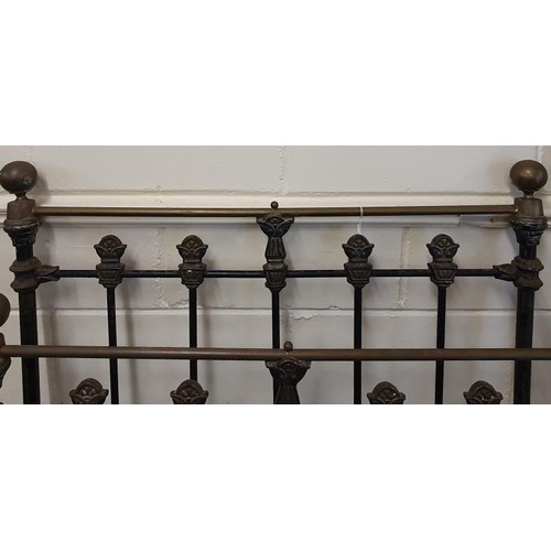 296 - Victorian 3ft Brass and Iron Bed Frame, complete with side rails