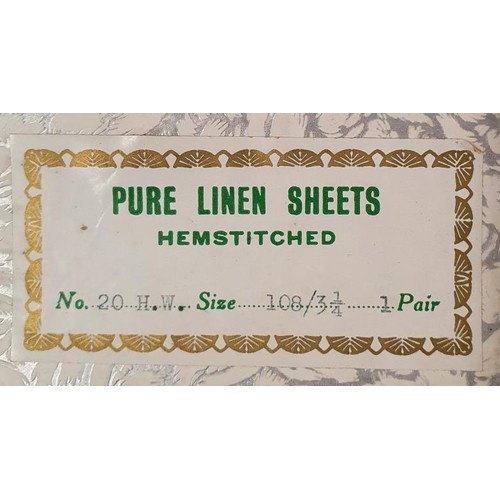 406 - Boxed Set of Vintage Irish Linen Sheets, in original packaging, 103in / 3.25 yards wide