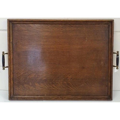 446 - Substantial Edwardian Oak Twin Handle Serving Tray, c.27in x 19in