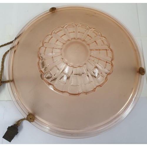 447 - Good Quality Art Deco Pink Glass Centre Light with original fittings