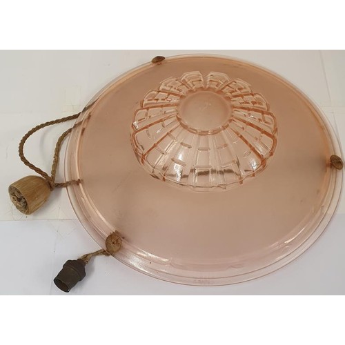 447 - Good Quality Art Deco Pink Glass Centre Light with original fittings