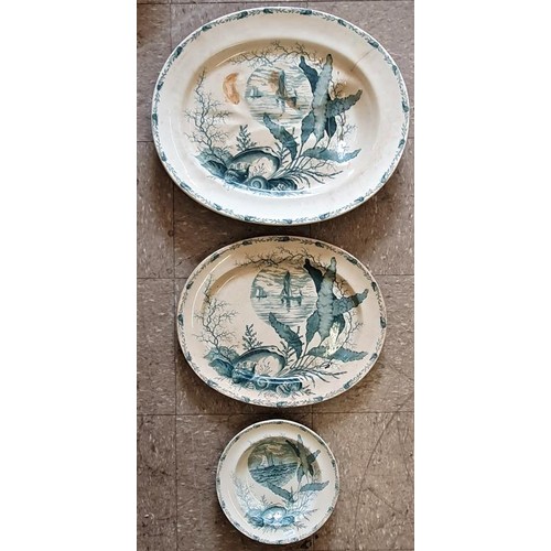 459 - Lieutenant Governor Of The Punjab, Three Victorian Serving Dishes, Oceanic Pattern by Brownfields &a... 