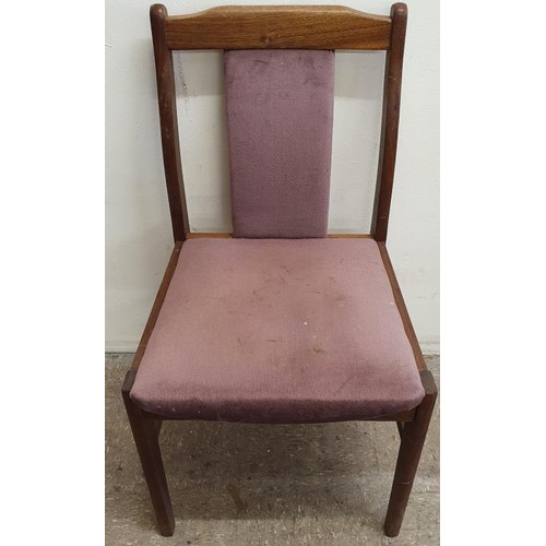 279 - Set of Six Teak and Velour Upholstered Dining Chairs