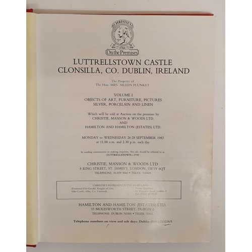 70 - Christies hard back catalogue re sale of contents of Luttrellstown Castle 26th to 28th September, 19... 