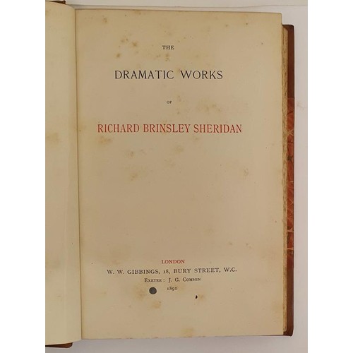 87 - Richard Brinsley Sheridan. The Dramatic Works. 1891. Beautiful half calf, gilt spine