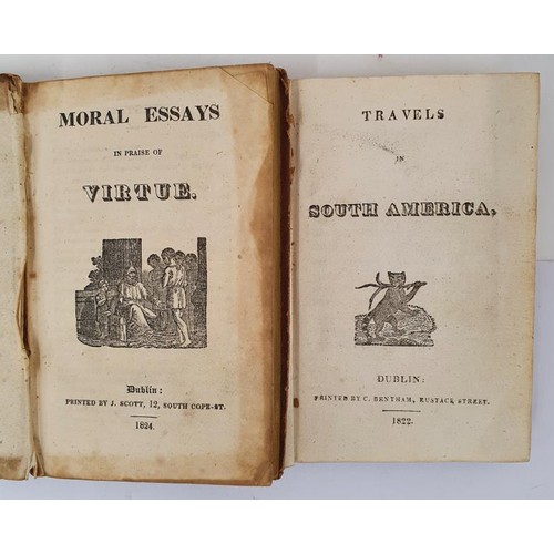 196 - Travels in South America, printed by C Bentham, 1822, leather bound,damage to spine; Moral Essays in... 