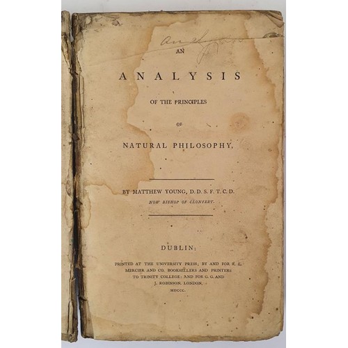 678 - An Analysis of the principles of Natural Philosophy. Young, Matthew with an inscription from the Aut... 