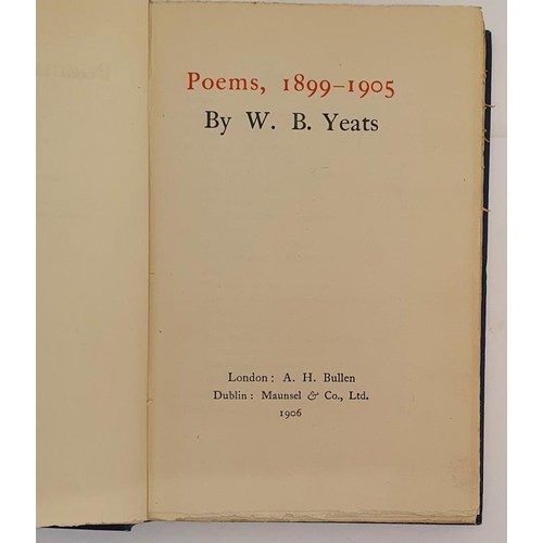691 - W.B. Yeats Poems 1899-1905. 1905. 1st. Fine gilt spine and cover by Althea Gyles. Loosely inserted s... 