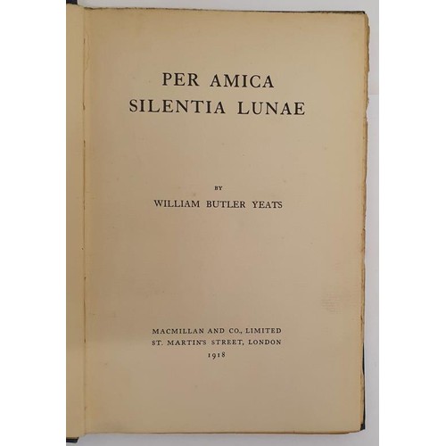 693 - W.B. Yeats. Per Amica Silentia Lunae. 1918. 1st. Original Sturge Moore designed gilt floral cover.