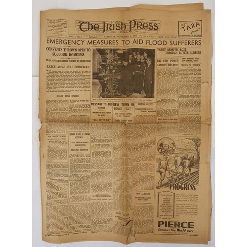 716 - Irish Press Newspaper Vol 1 No 1. Published Saturday September 5, 1931. First edition of this now ce... 