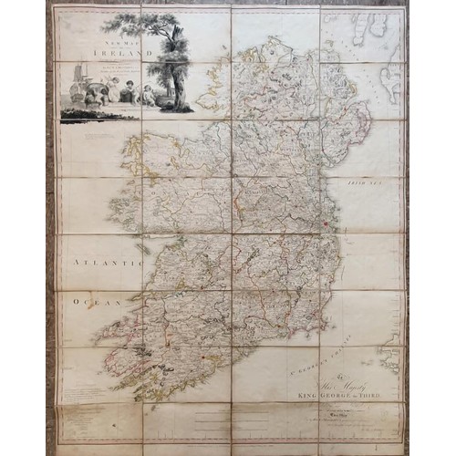 721 - Map: A New Map of Ireland- Civil and Ecclesiastical- by the Rev D A Beaufort 1797. Linen Backed, Col... 