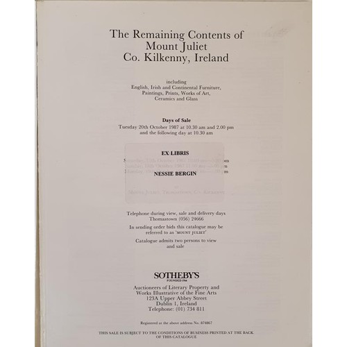 22 - Sotheby's Catalogue re sale of contents of Mount Juliet, Co. Kilkenny on the 20th & 21st Oct. 19... 