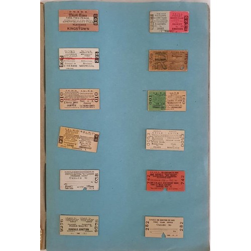 65 - Irish Railwayana: Tickets/carriage labels: Folio scrapbook of used and unused Irish railway tickets,... 