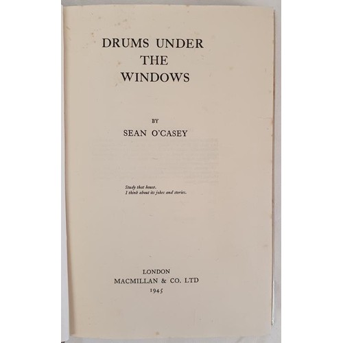 118 - Sean O'Casey. Drums Under The Window. 1945. 1st. Book plate of John W Lavery. Fine in pictorial d.j.