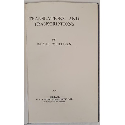 176 - Seamus O'Sullivan Translations and Transcriptions. 1950. Limited edition (25) SIGNED by author