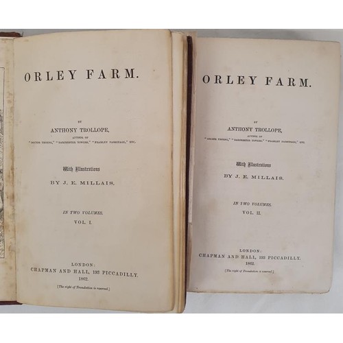 220 - Anthony Trollope. Orley Farm. 1862. 1st. 2 volumes. Illustrated by J.E. Millais. Original brown clot... 