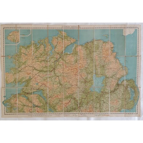 249 - Barholomew's Quarter Inch Linen Backed Map of Ireland. Antrim and Donegal