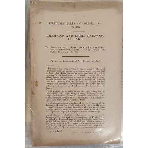 374 - Irish Railwayana: 1. Statutory Order, authorizing construction of the Londonderry & Lough Swilly... 