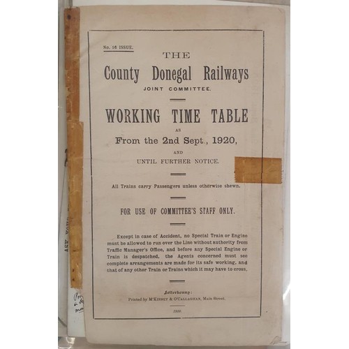 376 - Irish Railwayana; County Donegal Railways, MS sheet, ‘Transport arrangements at Letterkenny st... 