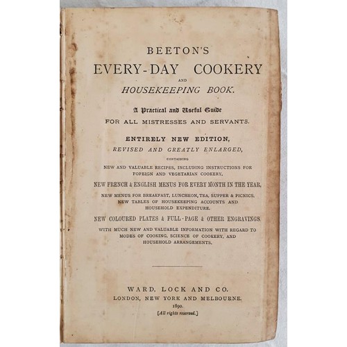 437 - Beeton's Every-Day Cookery and Housekeeping Book. A practical and useful guide for all mistresses an... 