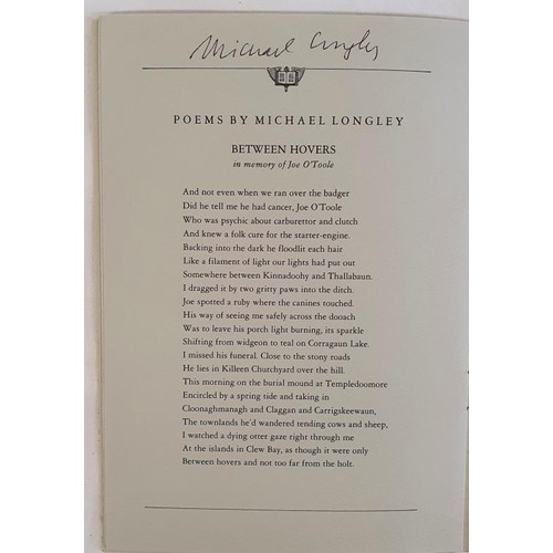 521 - Seamus Heaney & Michael Longley; An Upstairs Outlook, limited edition, French flaps, SIGNED by M... 