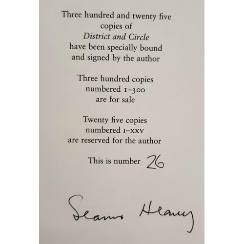 523 - Seamus Heaney; District and Circle, SIGNED limited cased edition, 26/300, Faber 2006