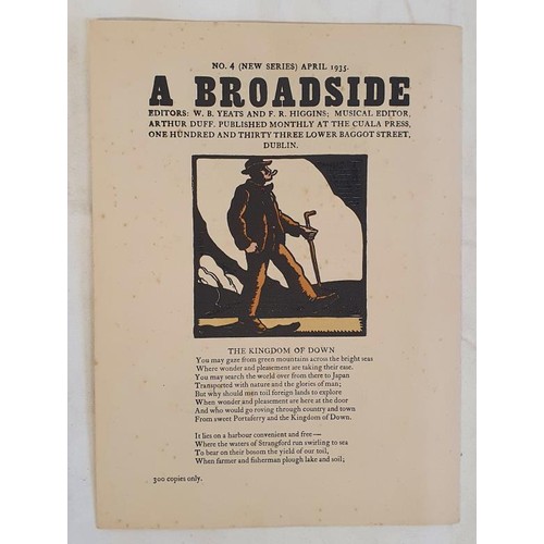 579 - A Broadside. The Kingdom of Down; The Song of the Ghost. Published at the Cuala Press. April 1935. E... 