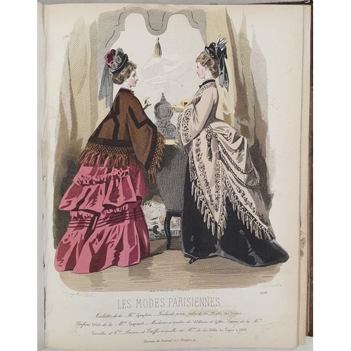 21 - Les Modes Parisiennes. Paris. 1873. Large quarto. Outstanding folding coloured plate illustrations o... 