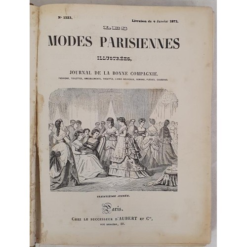 21 - Les Modes Parisiennes. Paris. 1873. Large quarto. Outstanding folding coloured plate illustrations o... 