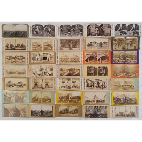 31 - Large collection of stereographic cards c. 1916, mainly European views; Booklet. Sunbeam Compan... 