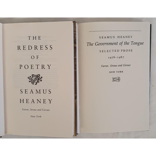 87 - Seamus Heaney First US editions x 2: ‘The Redress of Poetry’ and ‘The Government o... 