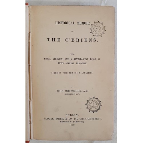 112 - John O'Donoghue Historical Memoir of the O'Briens, Dublin 1860,rebound