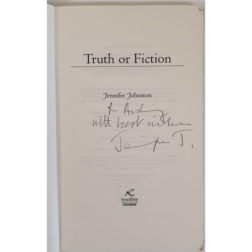 206 - Jennifer Johnston; Truth or Fiction, an uncorrected proof, signed and dedicated, Headline 2009