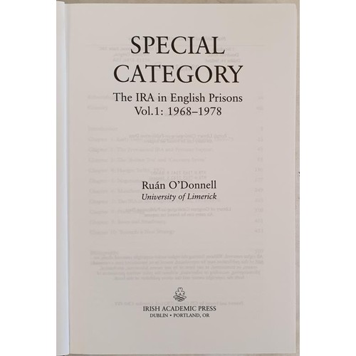 211 - Special Category. The IRA in English Prisons. Volume 1. 1968-1978 by Ruan O’Donnell. Irish Aca... 