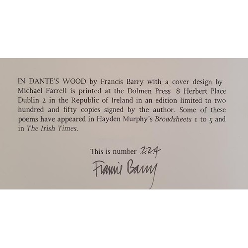 251 - Irish Poetry: In Dante's Wood by Francis Barry SIGNED. 1969. 224 of 250; The Heavenly Foreigner SIGN... 