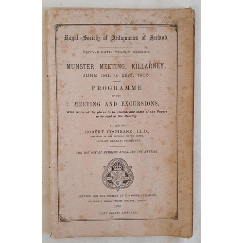 272 - Rare and very scarce Kerry programme of Royal Society of Antiquaries of Ireland excursion to Killarn... 