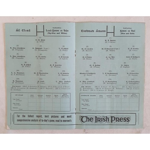 280 - All Ireland Hurling Final Programme 1961 Dublin v Tipperary.