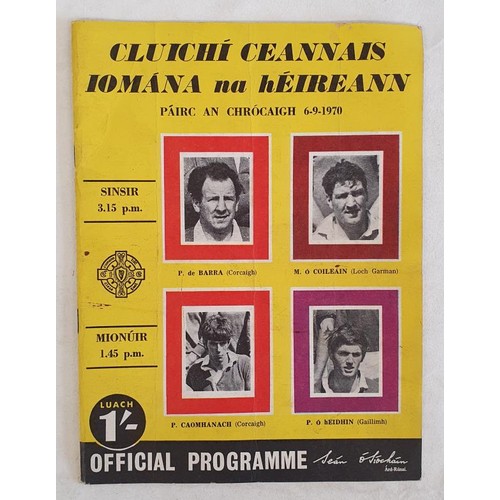 288 - All Ireland Hurling Final Programme 1970 Cork v Wexford