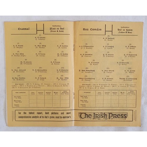 292 - All Ireland Football Final Programme 1962 Kerry v Roscommon